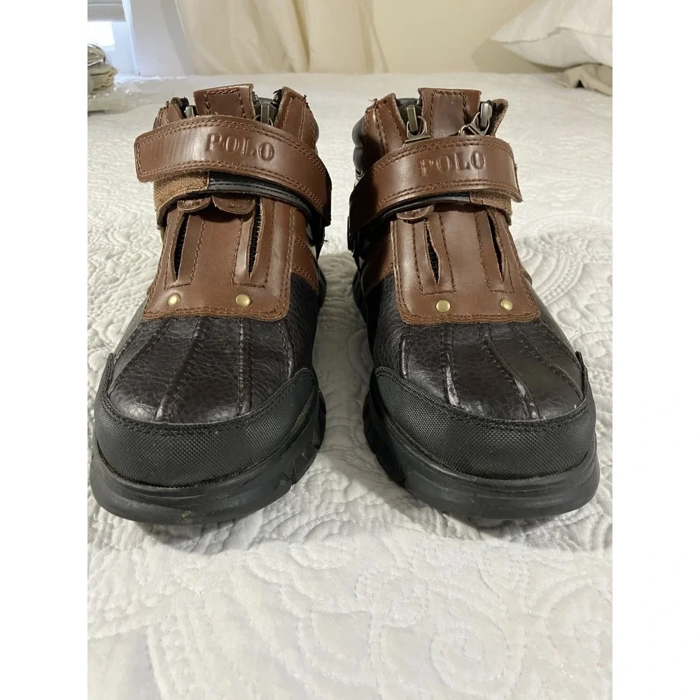 Polo Ralph Lauren Conquest II Leather Boots Men Size 7M Brown Preppy Old Money